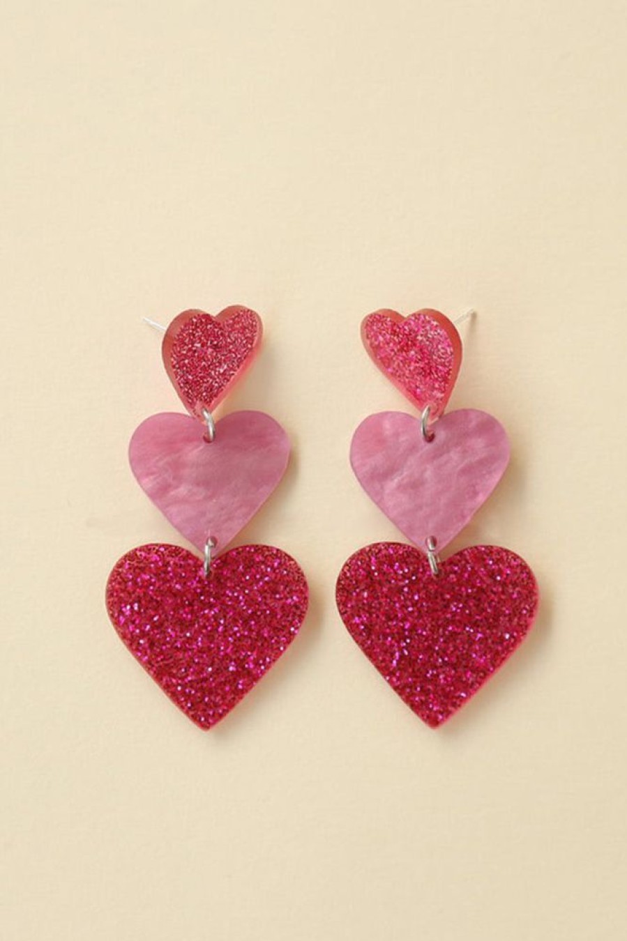 Homrain Sparkly Three Hearts Earrings | Earrings