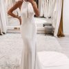 Homrain Simple Halter Open Back Long Wedding Dress | Mermaid Wedding Dresses