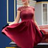 Homrain A-Line Short Homecoming Dress With Lace | Red Hoco Dresses