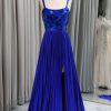 Homrain Glitter A Line Long Mirror Prom Dress With Slit | Blue Prom Dresses