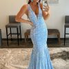 Homrain Blue Sequins Mermaid Prom Dress | Blue Prom Dresses