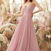 Homrain Blush Spaghetti Straps Chiffon Bridesmaid Dress | Wedding Guest Dresses