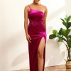 Homrain One Shoulder Velvet Long Bridesmaid Dress | Wedding Guest Dresses