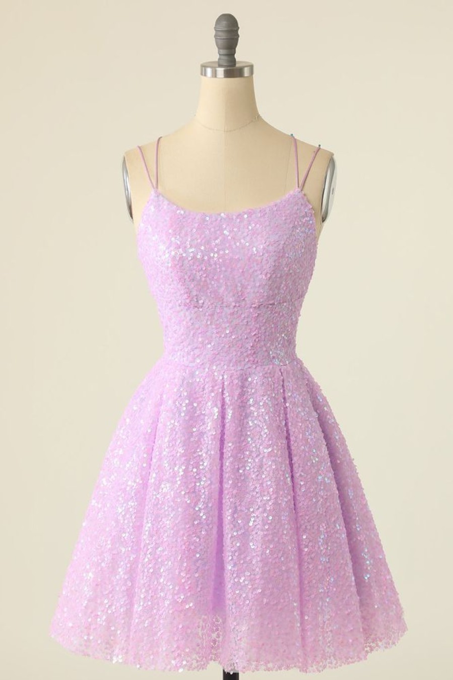 Homrain Light Purple Sequined A-Line Homeoming Dress | Purple Hoco Dresses