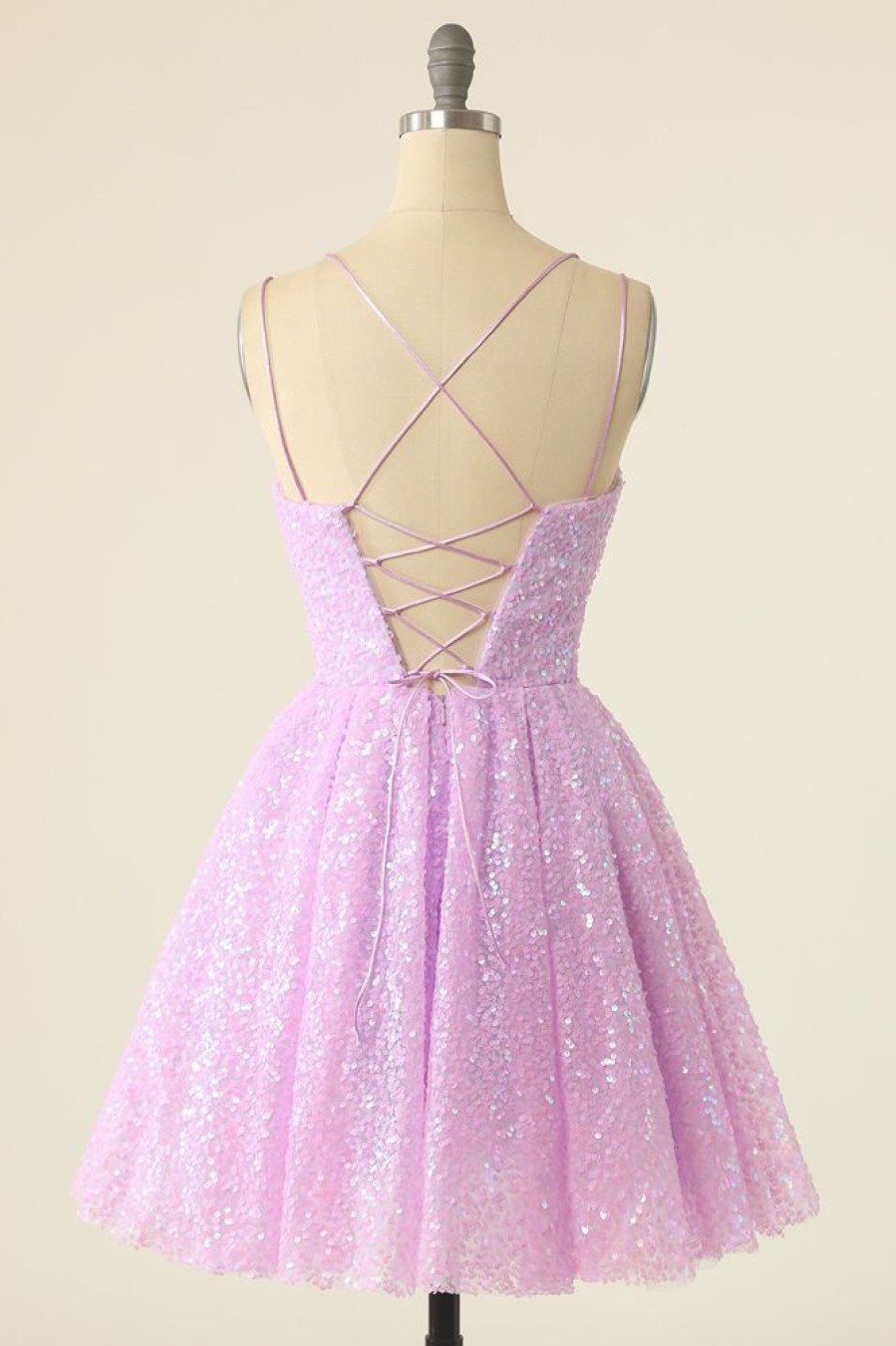 Homrain Light Purple Sequined A-Line Homeoming Dress | Purple Hoco Dresses