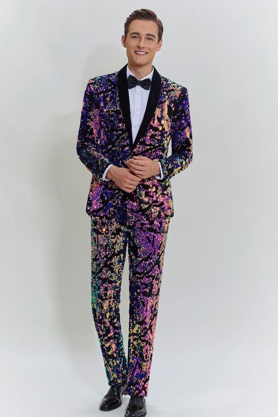 Homrain Sequins Mens Two-Piece Suit Shawl Lapel One Button Tuxedo | Homecoming Suits