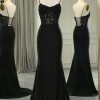 Homrain Mermaid Spaghetti Straps Long Corset Prom Dress | Black Prom Dresses