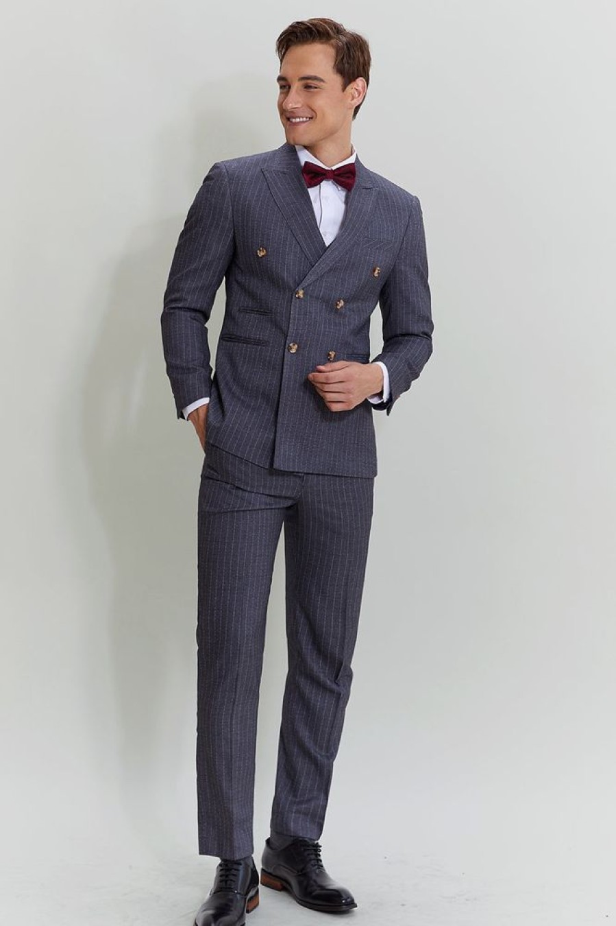 Homrain Men'S 3 Piece Pinstripe Suit | Men'S Suits & Tuxedos