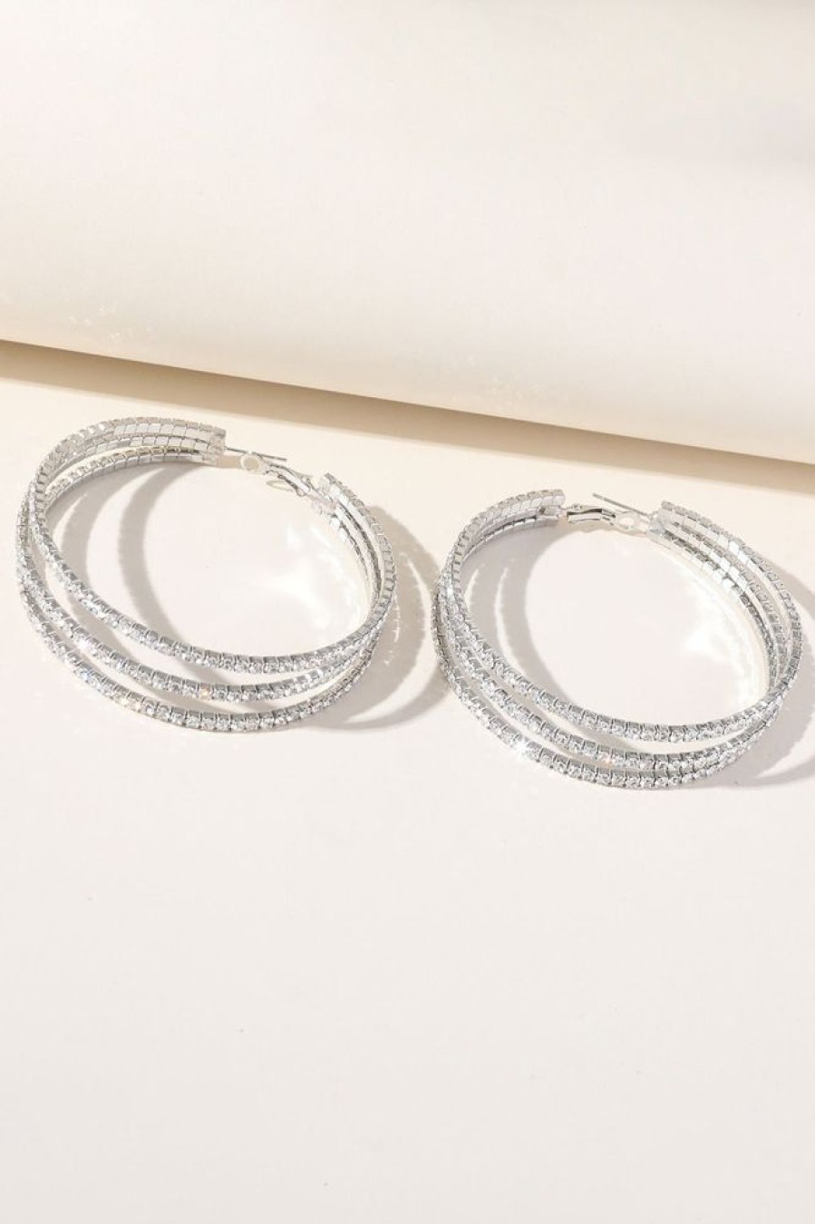 Homrain Rhinestones Round Hoop Earrings | Earrings