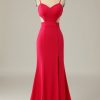 Homrain Sheath Long Prom Dress With Slit | Hot Pink Prom Dresses