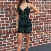 Homrain Sparkly Sequined Tight Short Homecoming Dress | Green Hoco Dresses