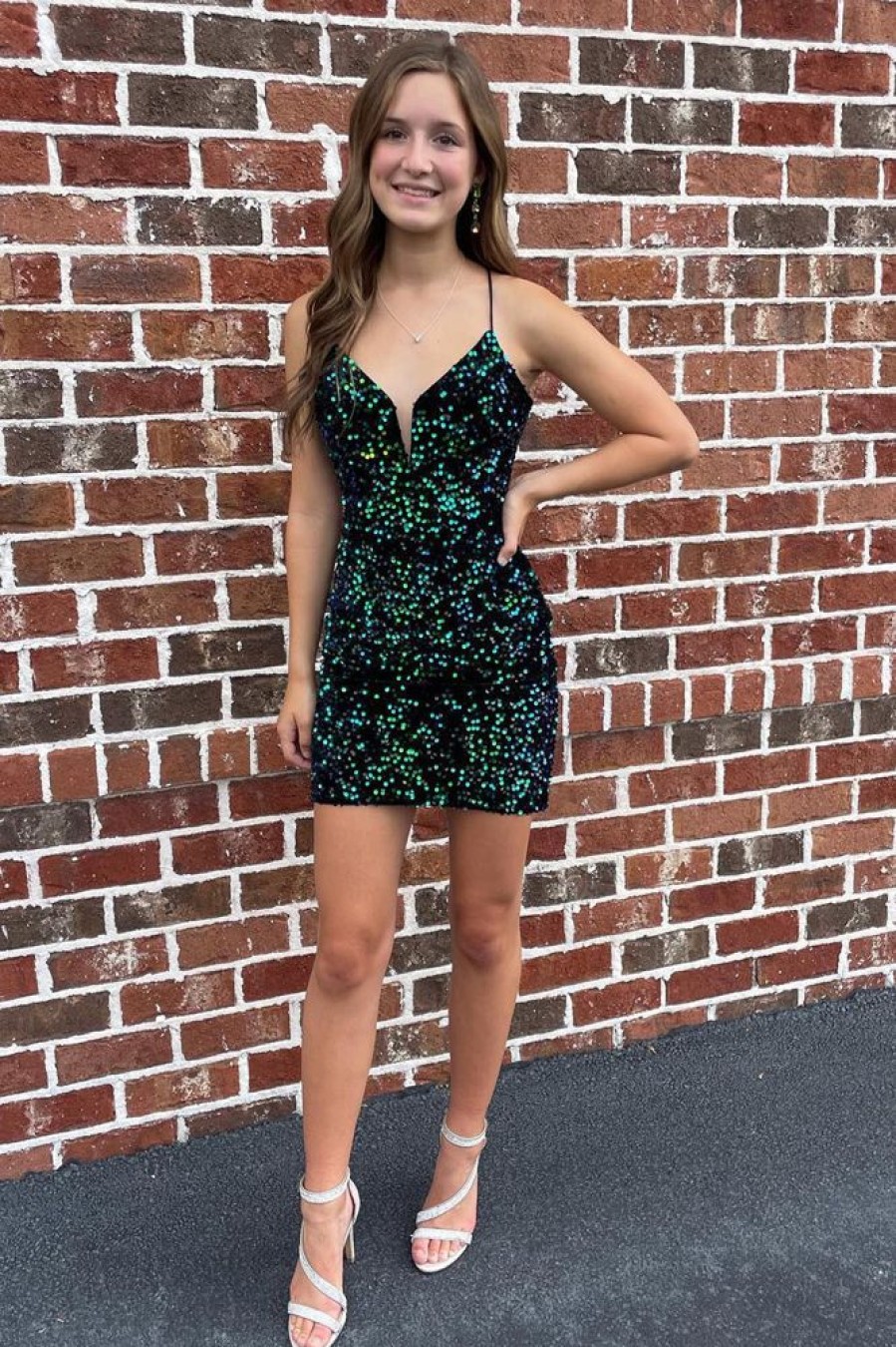 Homrain Sparkly Sequined Tight Short Homecoming Dress | Green Hoco Dresses