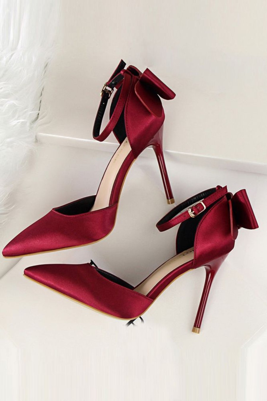 Homrain Satin Prom Heels With Bowknot | Shoes