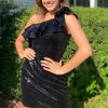 Homrain Sequins One Shoulder Homecoming Dress | Black Hoco Dresses