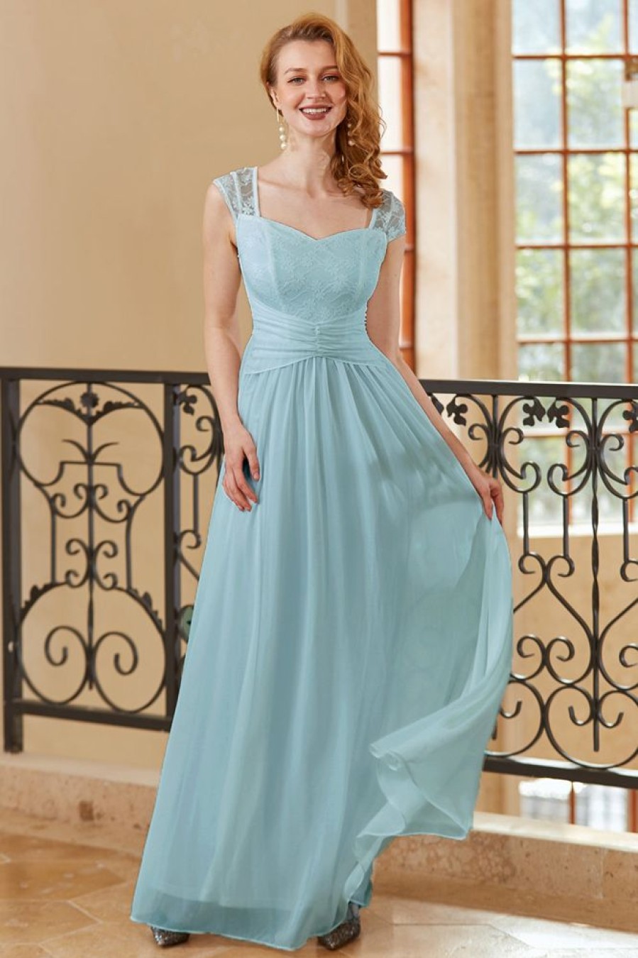 Homrain A Line Sweetheart Long Lace Dress | Blue Prom Dresses