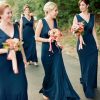 Homrain Mermaid V-Neck Long Bridesmaid Dress | Boho Bridesmaid Dresses