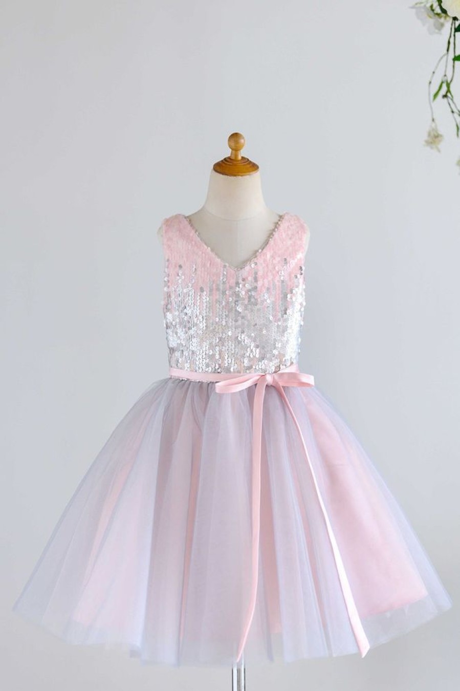 Homrain V Neck Flower Girl Dress With Sequins | Flower Girl Dresses