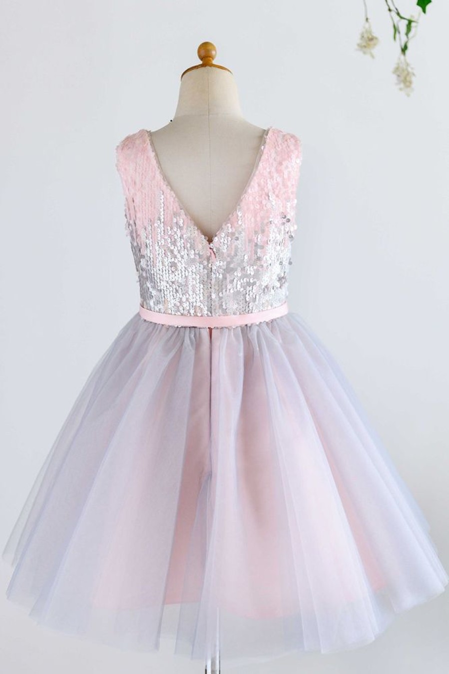 Homrain V Neck Flower Girl Dress With Sequins | Flower Girl Dresses