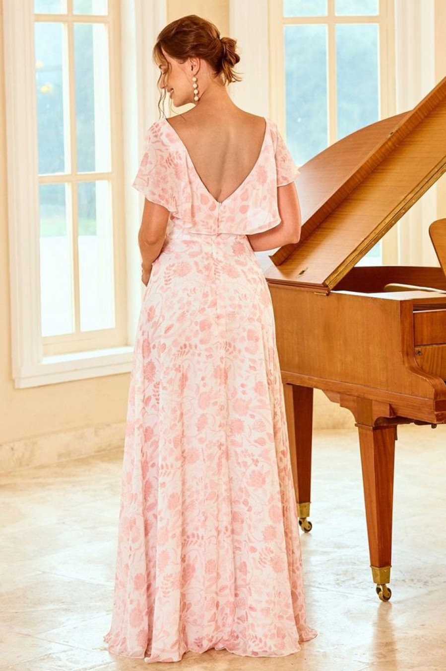 Homrain Print Bridesmaid Dress | Dusty Rose Bridesmaid Dress