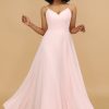 Homrain A Line Spaghetti Straps Chiffon Long Bridesmaid Dress | Dusty Rose Bridesmaid Dress