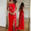 Homrain Strapless Mermaid Long Prom Dress With Stars | Red Prom Dresses