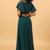 Homrain Hollow-Out Chiffon Green Bridesmaid Dress With Ruffles Sleeves | Boho Bridesmaid Dresses