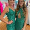 Homrain Sparkly Open Back Sequins Tight Short Hoco Dress | Green Hoco Dresses