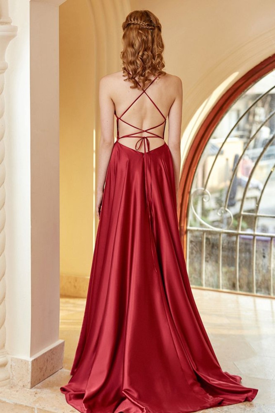 Homrain Spaghetti Straps Simple Prom Dress | Red Prom Dresses