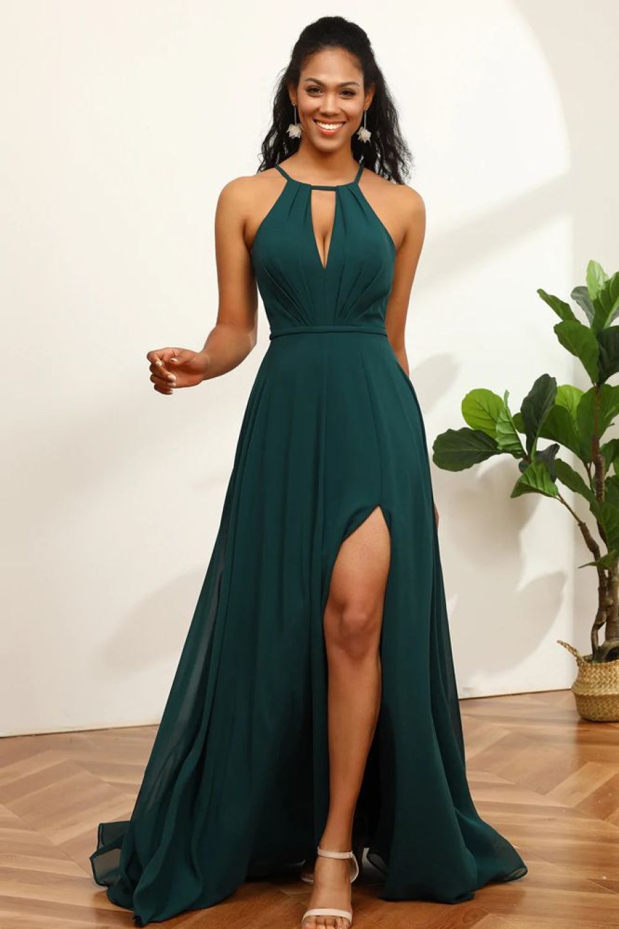 Homrain Pine Halter Sleeveless Bridesmaid Dress | Bridesmaid Dress Under 100