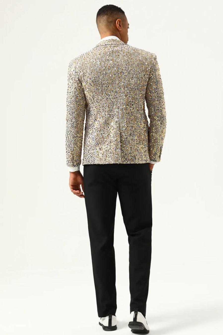 Homrain Sparkly Sequins Notched Lapel Men'S Prom Blazer | Men Blazers