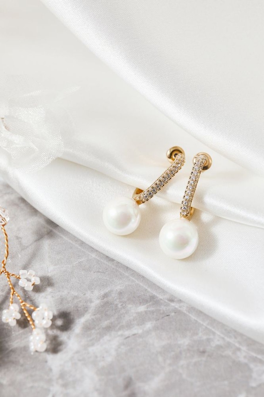 Homrain Pearl Water Drop Earrings | Bridal Accessories