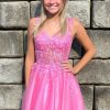 Homrain Corset Lace A-Line Short Homecoming Dress | Hot Pink Hoco Dresses