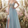 Homrain Light Blue Beading Tulle Prom Dress | Blue Prom Dresses