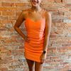 Homrain Spaghetti Straps Homecoming Dress | Orange Prom Dresses