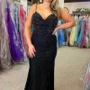 Homrain Beaded Spaghetti Straps Plus Size Prom Dress | Black Prom Dresses