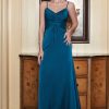 Homrain Spaghetti Straps Blue Simple Prom Dress With Ruffles | Blue Prom Dresses