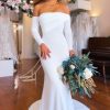 Homrain Simple Boho Mermaid Long Wedding Dress With Sleeves | Simple Wedding Dresses