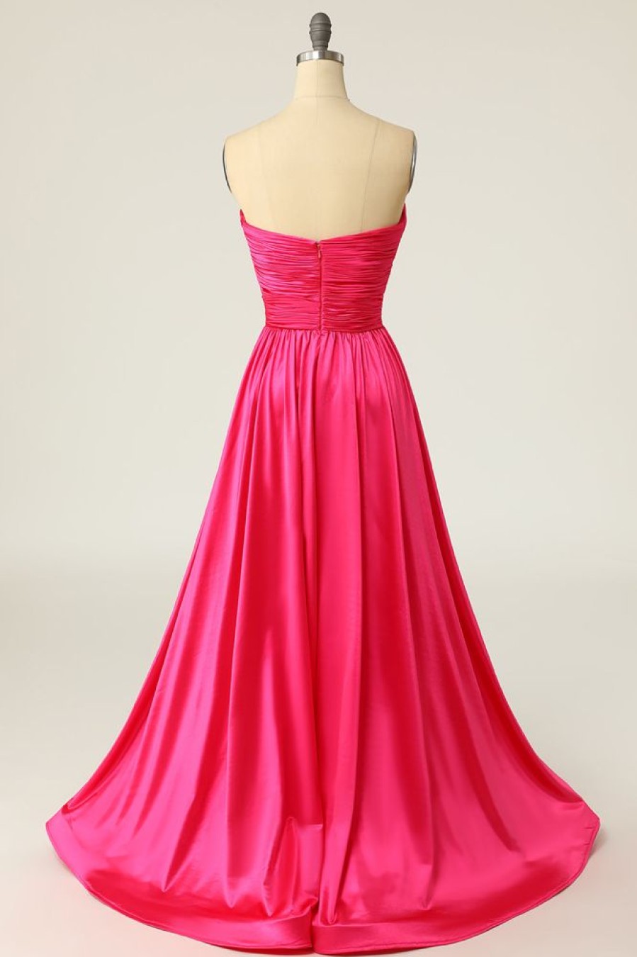 Homrain A Line Sweetheart Long Prom Dress With Ruched | Hot Pink Prom Dresses