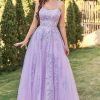 Homrain Tulle Prom Dress With Appliques | Purple Prom Dresses