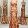 Homrain Sparkly Mermaid Long Prom Dress With Slit | Gold Prom Dresses