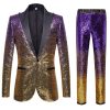 Homrain Ombre Sequins Men'S 2 Piece Slim Fit Notched Lapel Homecoming Suits | Homecoming Suits