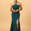 Homrain Green Mermaid Chiffon Bridesmaid Dress With Slit | Boho Bridesmaid Dresses