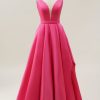 Homrain Halter A-Line Prom Dress | Hot Pink Prom Dresses