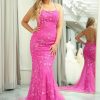 Homrain Mermaid Backless Long Prom Dress With Appliques | Hot Pink Prom Dresses