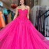 Homrain Tulle A-Line Sweetheart Corset Prom Dress | Hot Pink Prom Dresses