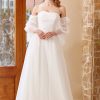 Homrain A Line Off The Shoulder Wedding Dress With Long Sleeves | Simple Wedding Dresses