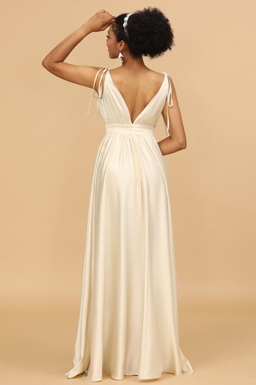 Homrain Deep V-Neck Backless Long Bridesmaid Dress | Bridesmaid Dresses