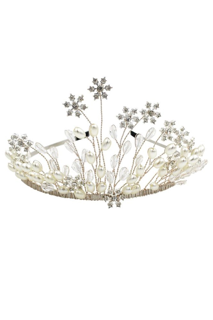 Homrain Pearl Snowflake Flower Bridal Crown | Bridal Accessories