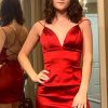 Homrain Simple Tight Criss-Cross Straps Homecoming Dress | Red Hoco Dresses