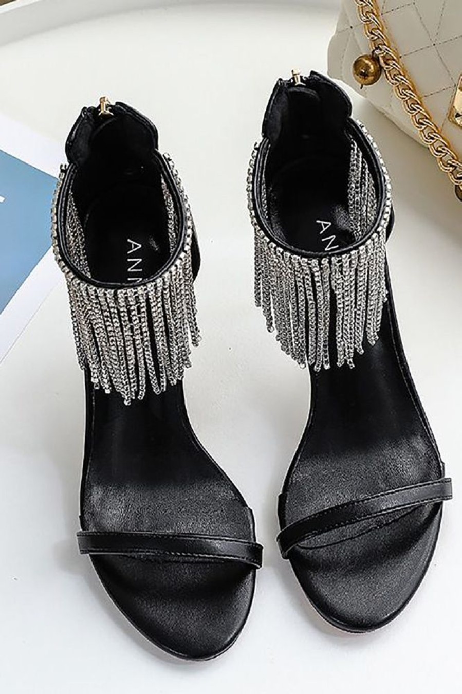 Homrain Rhinestone Thick High Heels | Shoes